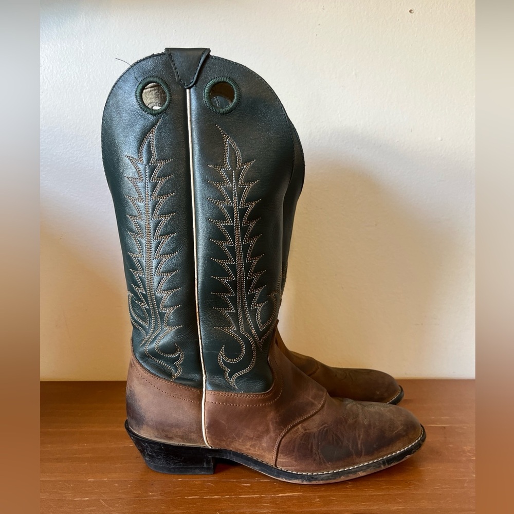 Tony Lama Mens Size 6 Green & Brown Western Cowboy Boots